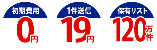 初期費用 0円 | 1件送信 19円 | 保有リスト 120万件